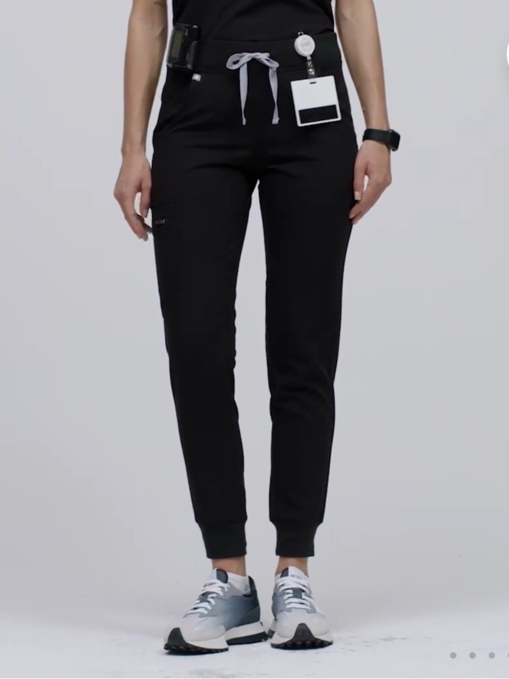 Figs Black Jogger Pants with Gray Drawstring